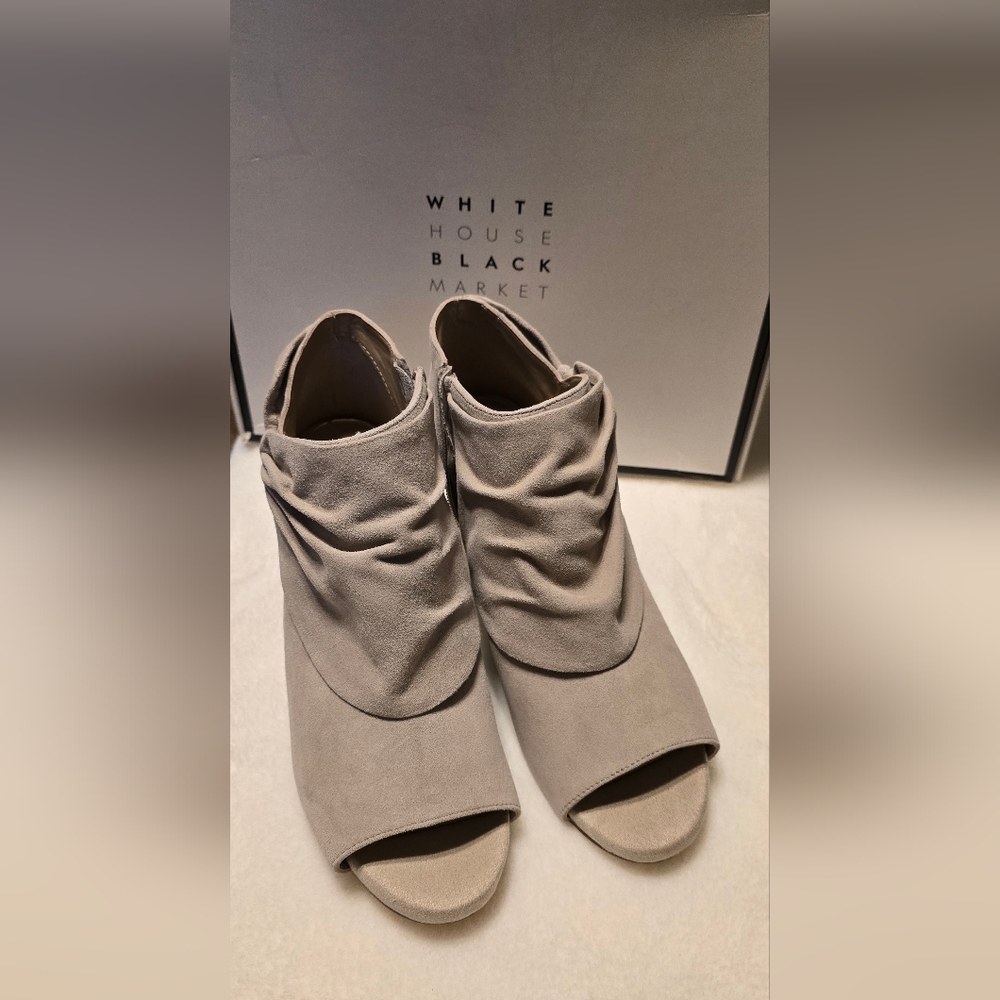 White House Black Market Gray Ankle Booties Modern Design